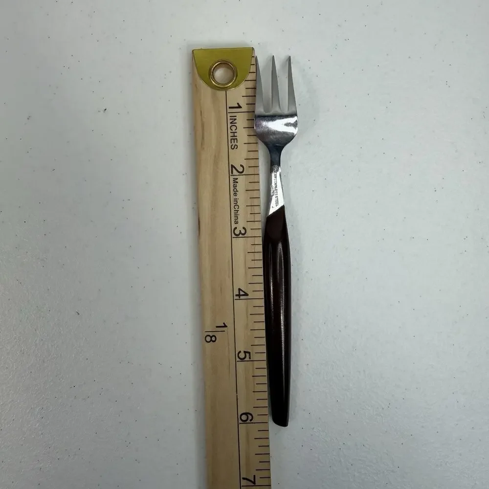 Eldan ELD2-BROWN Set‎ Of 10 Cocktail Forks Mid Century Modern Flatware Stainless